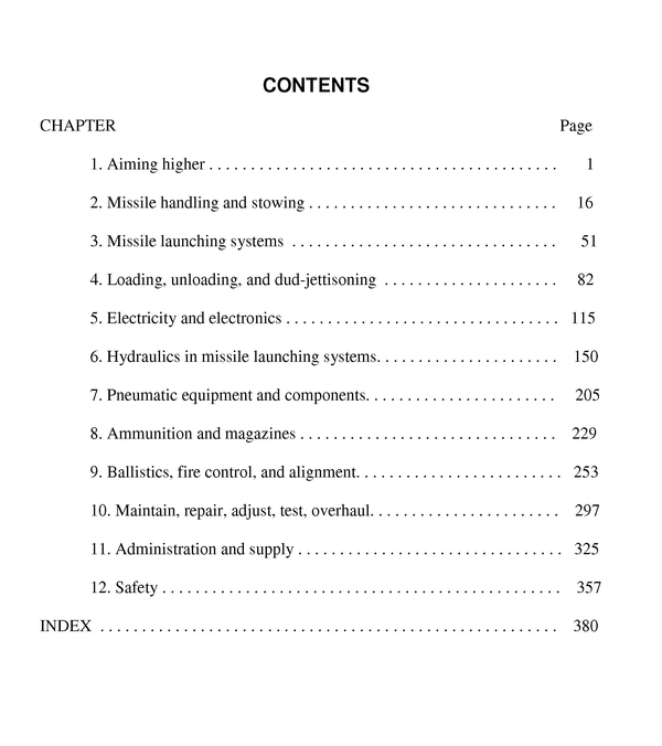 table of contents